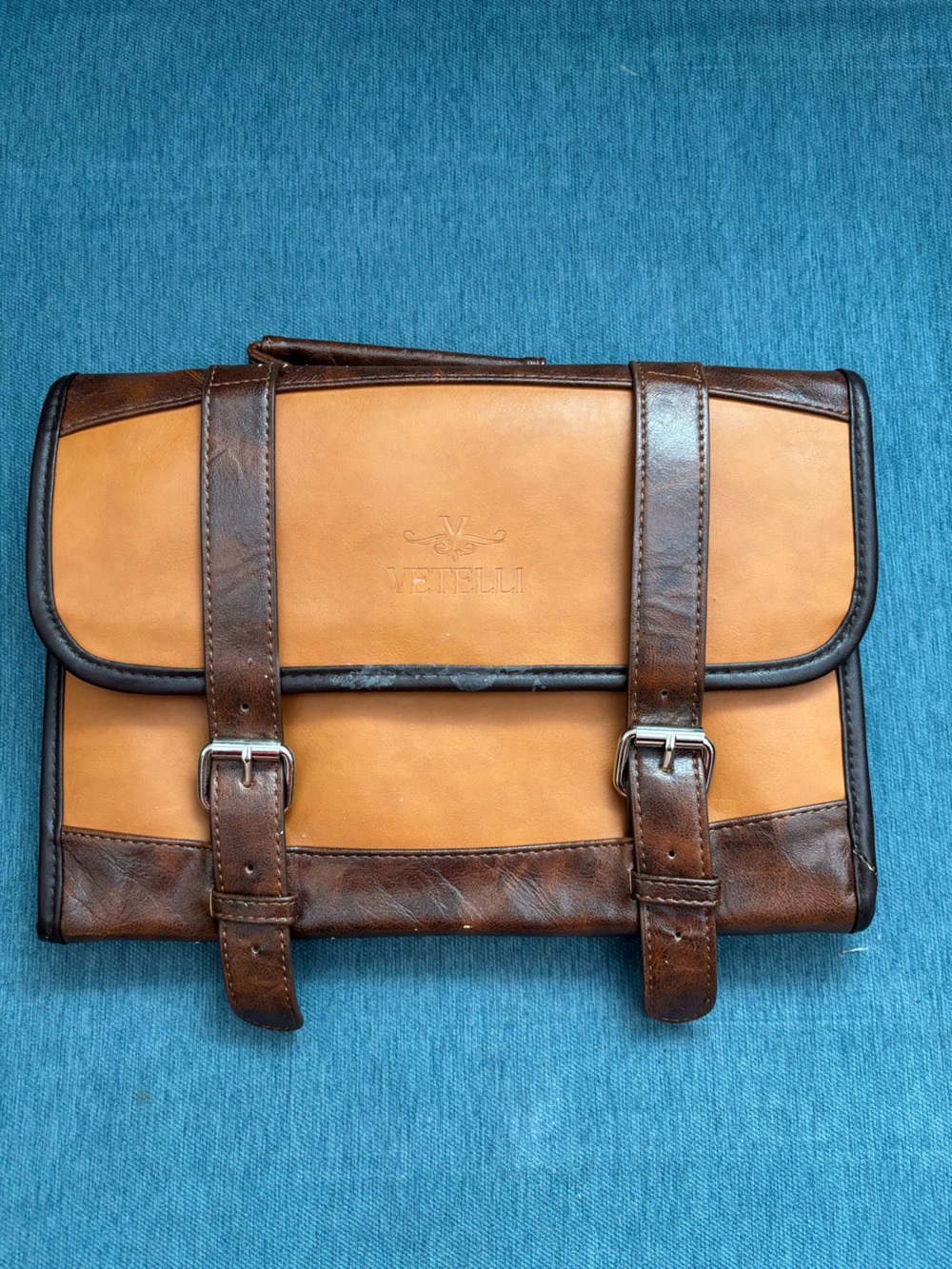 Vetelli Foldable Hanging Vegan Leather Travel Toiletry Bag